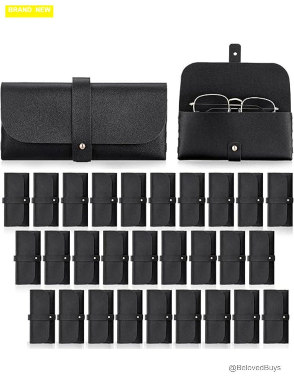 30 Pack PU Leather Eyeglass Cases Soft Glasses Pouch Travel Sunglasses Bag